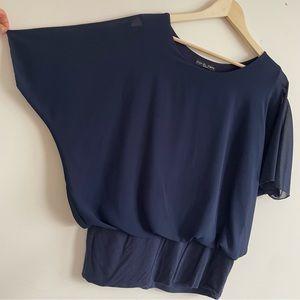 Kim & Cami Top Blouse Blue Medium